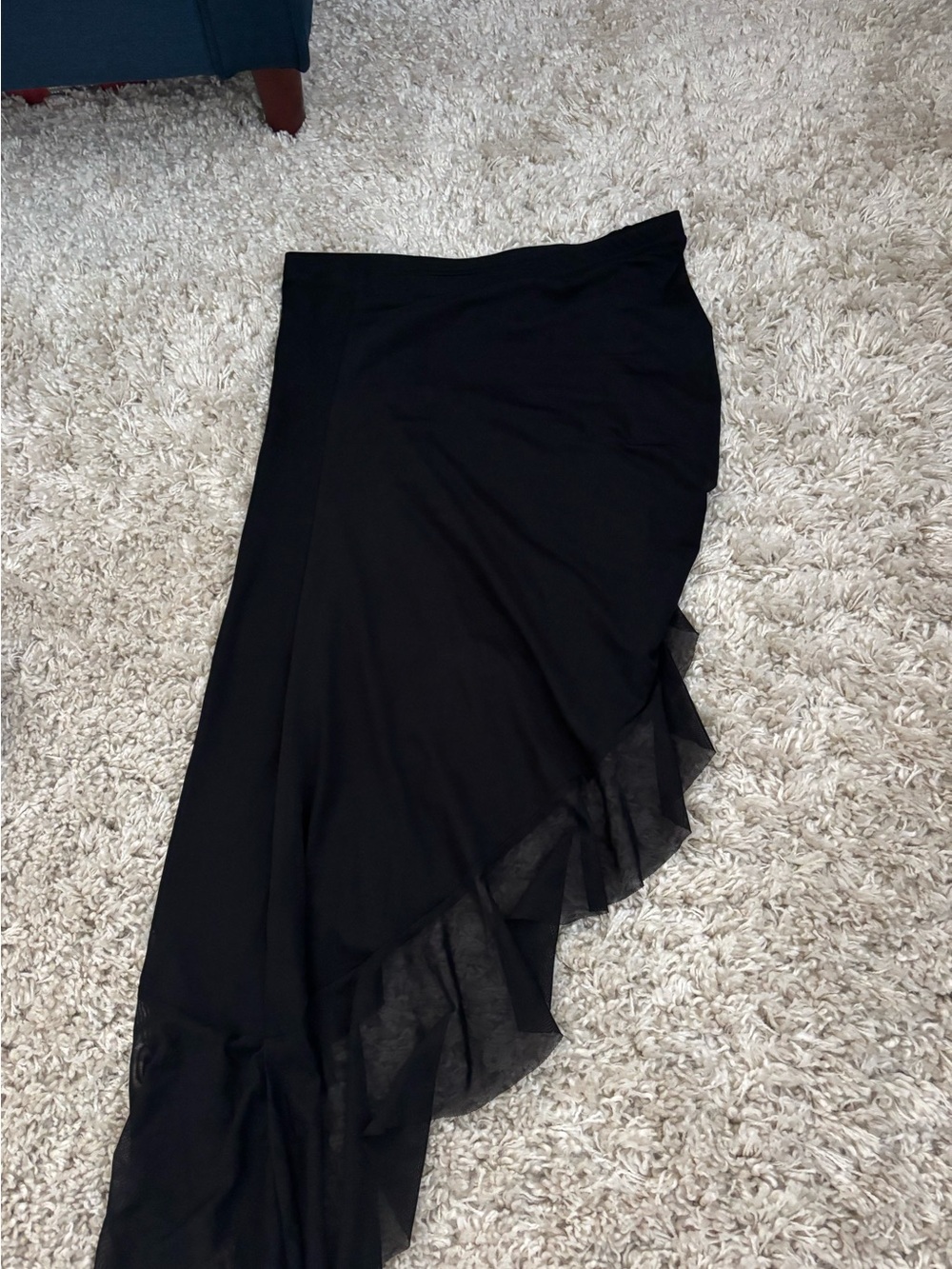 Black Asymmetric Ruffle Skirt - Women's